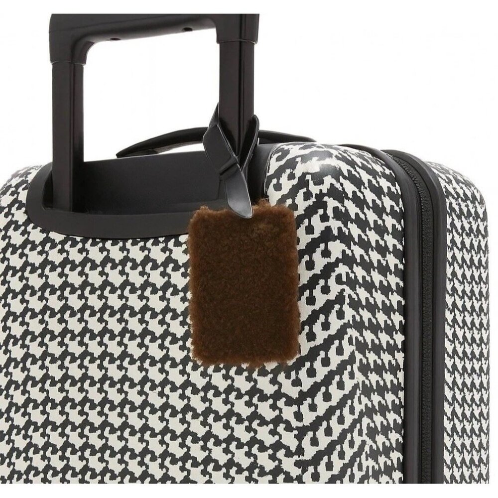 Handmade Sheepskin Fur Luggage Tag – Brown Leather ID Label